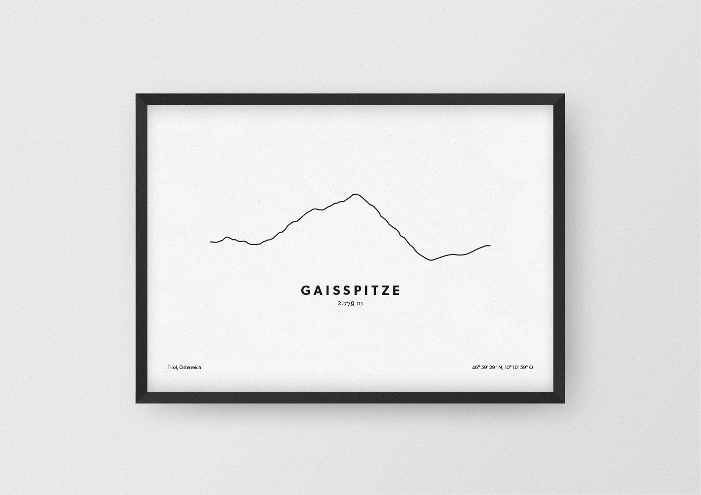 Minimalistische Illustration der Gaisspitze in Tirol, als stilvoller Einrichtungsgegenstand für Zuhause.