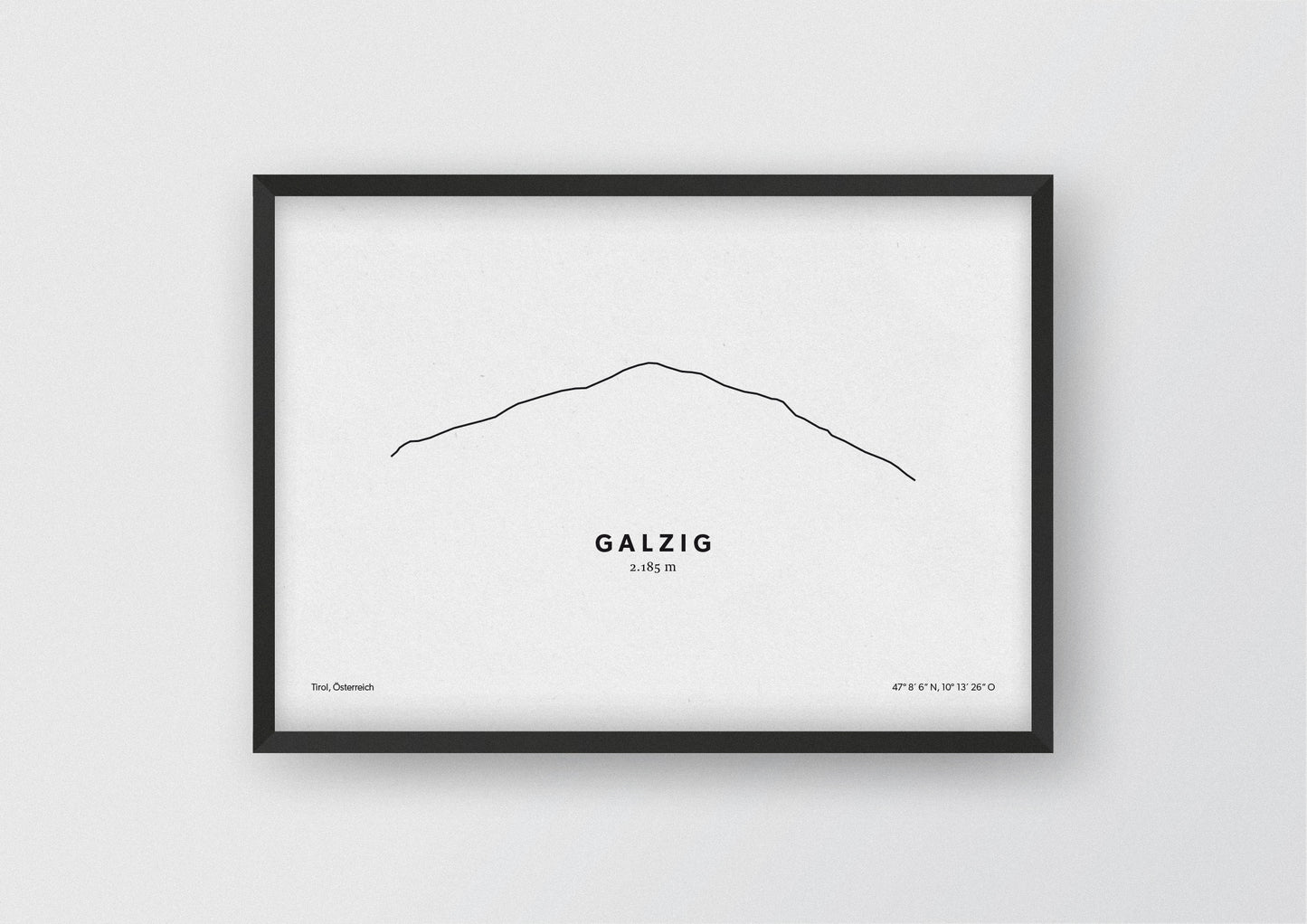 Minimalistische Illustration des Galzig in Tirol, als stilvoller Einrichtungsgegenstand für Zuhause.