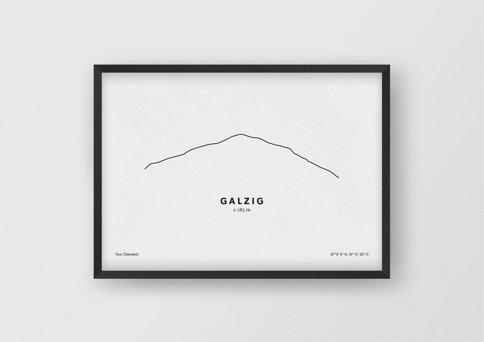 Minimalistische Illustration des Galzig in Tirol, als stilvoller Einrichtungsgegenstand für Zuhause.