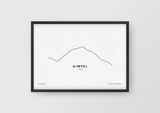 Minimalistische Illustration des Gimpel in Tirol, als stilvoller Einrichtungsgegenstand für Zuhause.