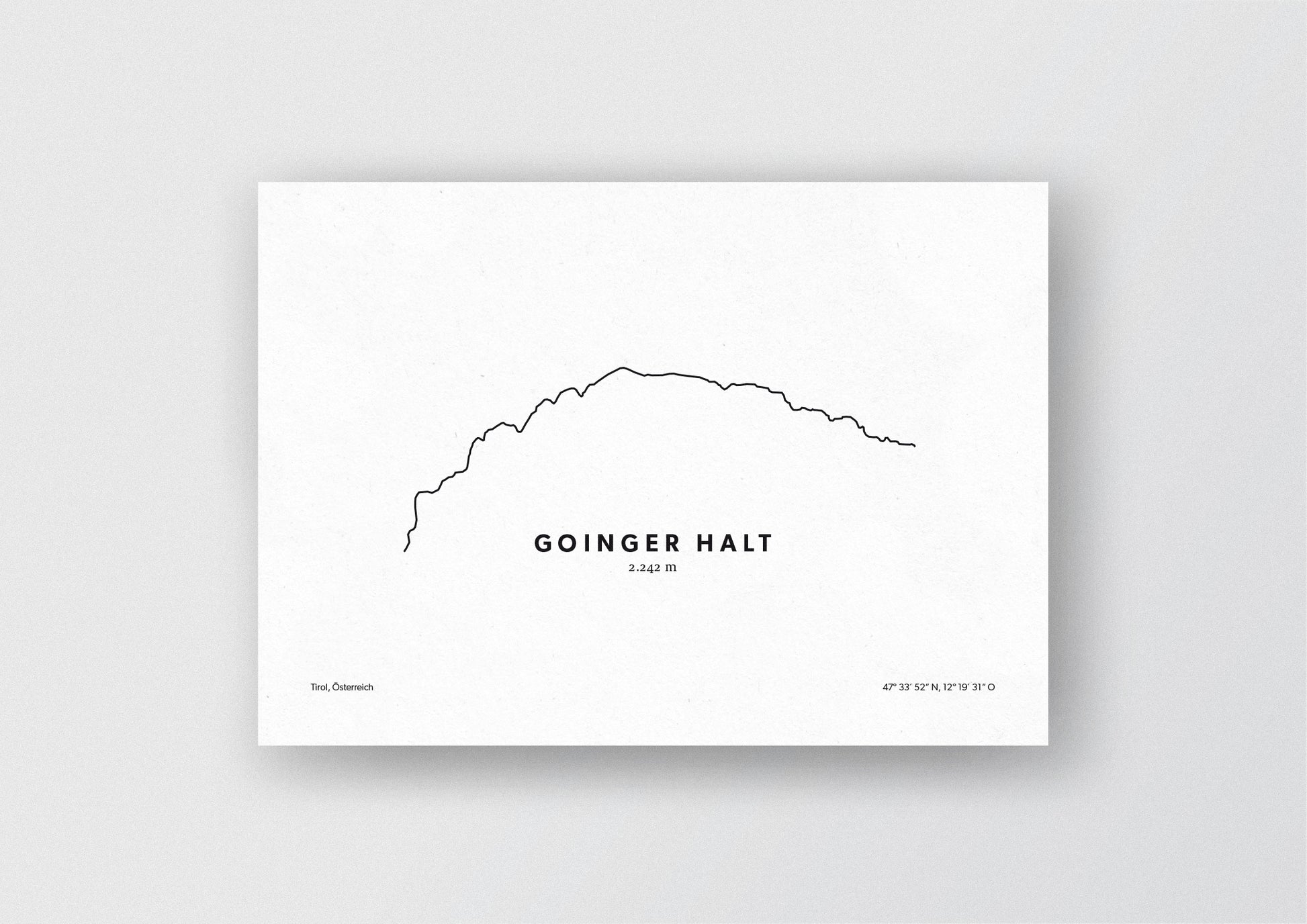 Minimalistische Illustration des Goinger Halt, einem Berg im Kaisergebirge in Tirol, als stilvoller Einrichtungsgegenstand für Zuhause.