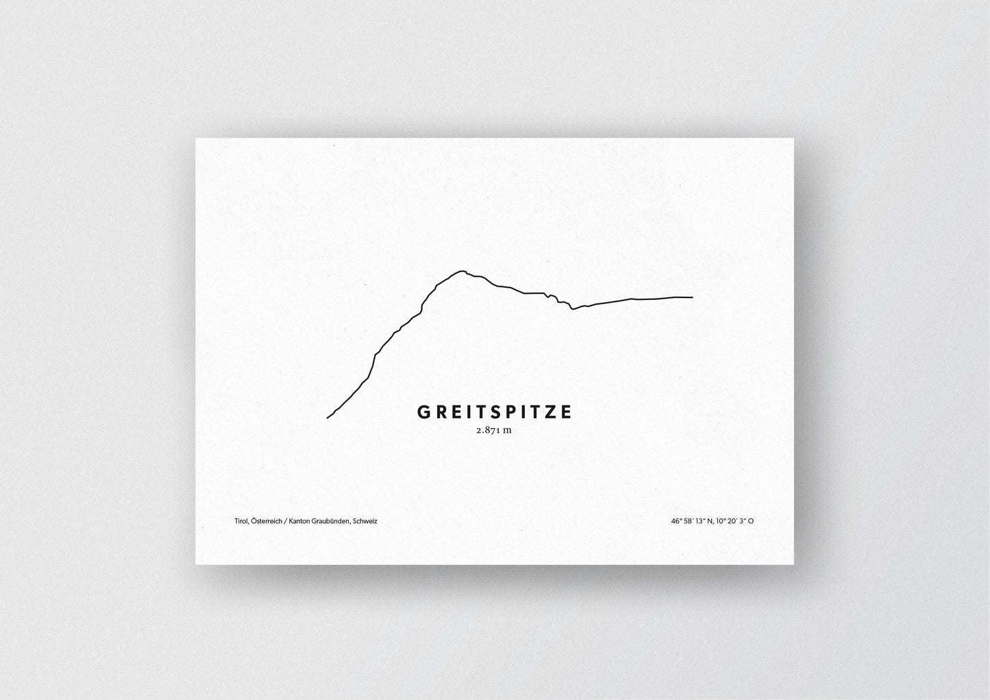 Minimalistische Illustration der Greitspitze in Tirol, als stilvoller Einrichtungsgegenstand für Zuhause.