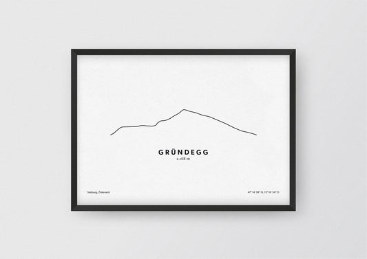 Minimalistische Illustration des Gründegg im Großarl Tal, als stilvoller Einrichtungsgegenstand für Zuhause.