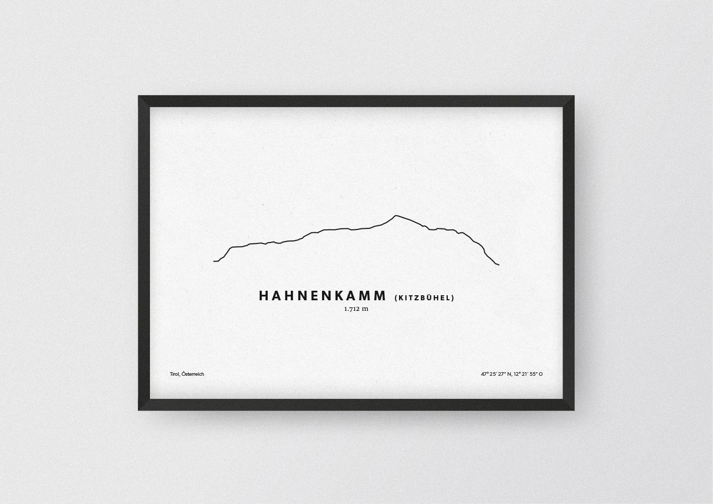 Minimalistische Illustration des Hahnenkamm in Kitzbühel, als stilvoller Einrichtungsgegenstand für Zuhause.