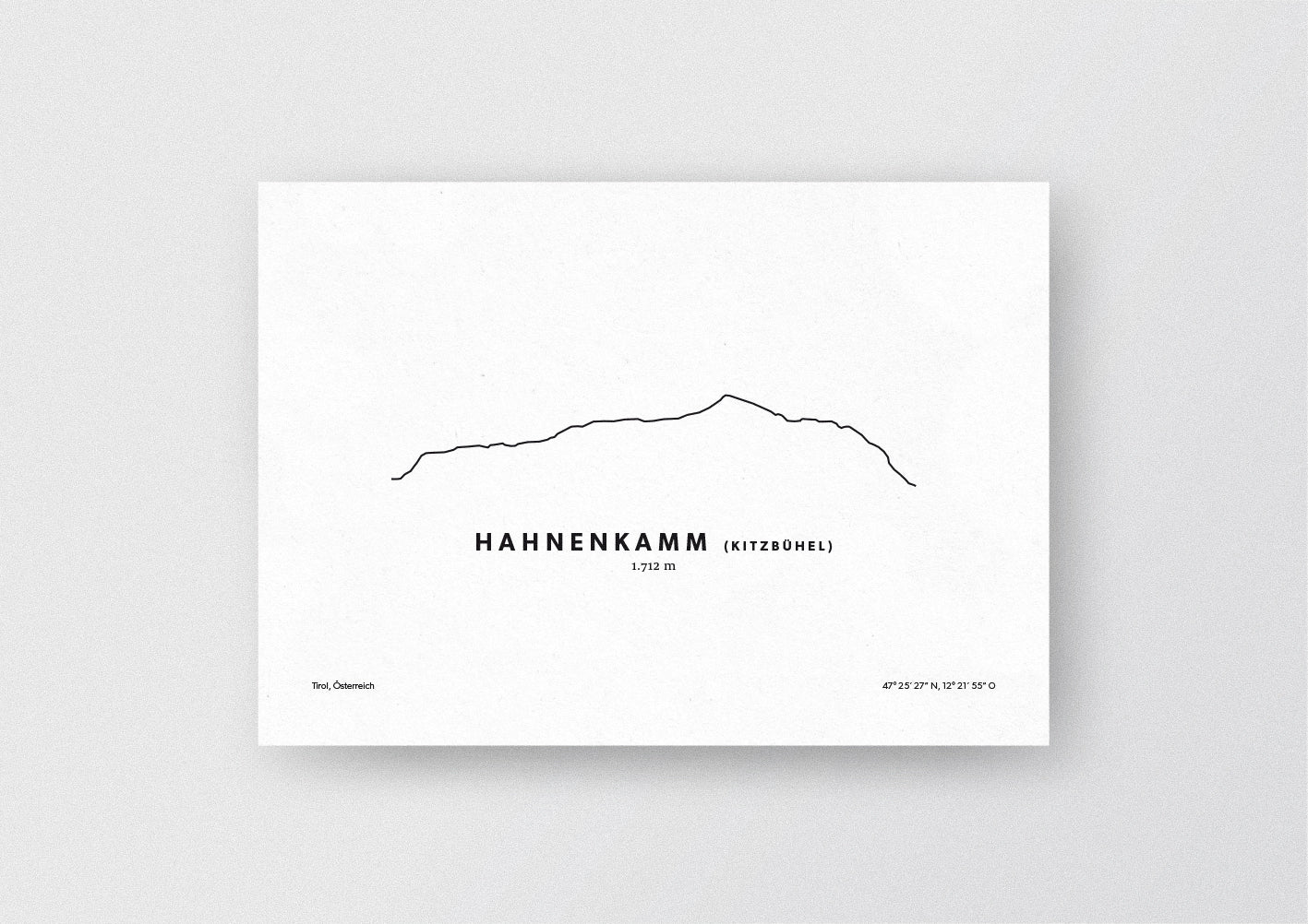 Minimalistische Illustration des Hahnenkamm in Kitzbühel, als stilvoller Einrichtungsgegenstand für Zuhause.