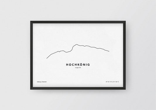 Minimalistische Illustration des Hochkönig, in den Berchtesgadener Alpen, als stilvoller Einrichtungsgegenstand für Zuhause.