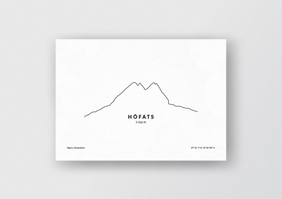 Minimalistische Illustration des Höfats in den Allgäuer Alpen in der Nähe von Oberstdorf, als stilvoller Einrichtungsgegenstand für Zuhause.