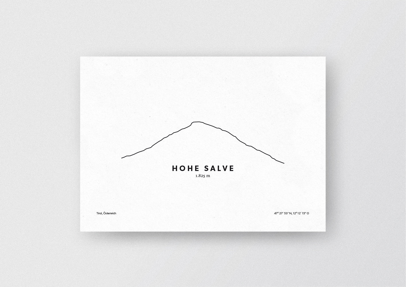 Minimalistische Illustration der Hohen Salve in Tirol, als stilvoller Einrichtungsgegenstand für Zuhause.