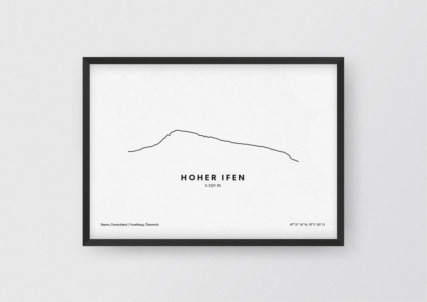 Minimalistische Illustration des Hohen Ifen in den Allgäuer Alpen, als stilvoller Einrichtungsgegenstand für Zuhause.