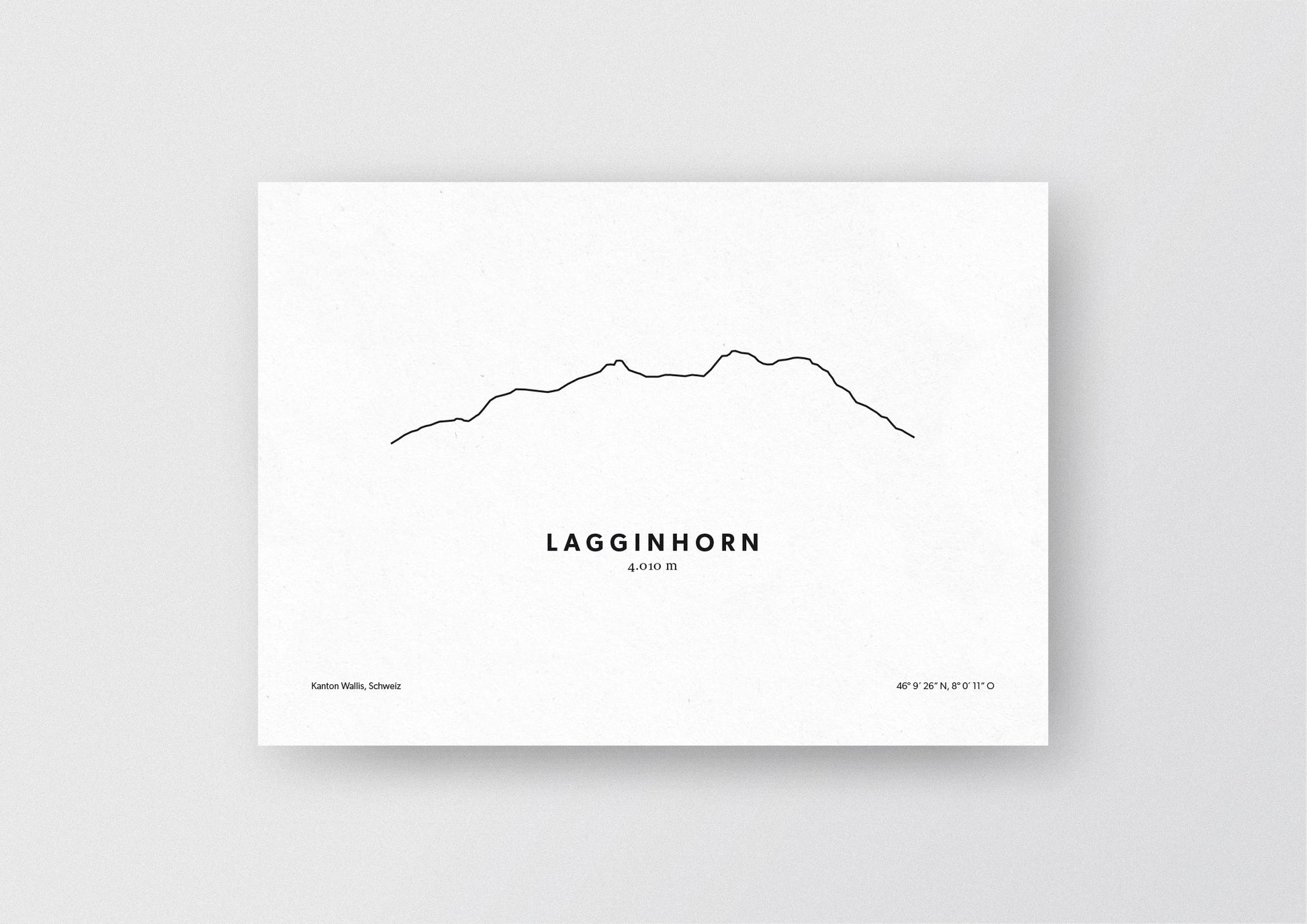 Minimalistische Illustration des Lagginhorn in den Walliser Alpen, als stilvoller Einrichtungsgegenstand für Zuhause.