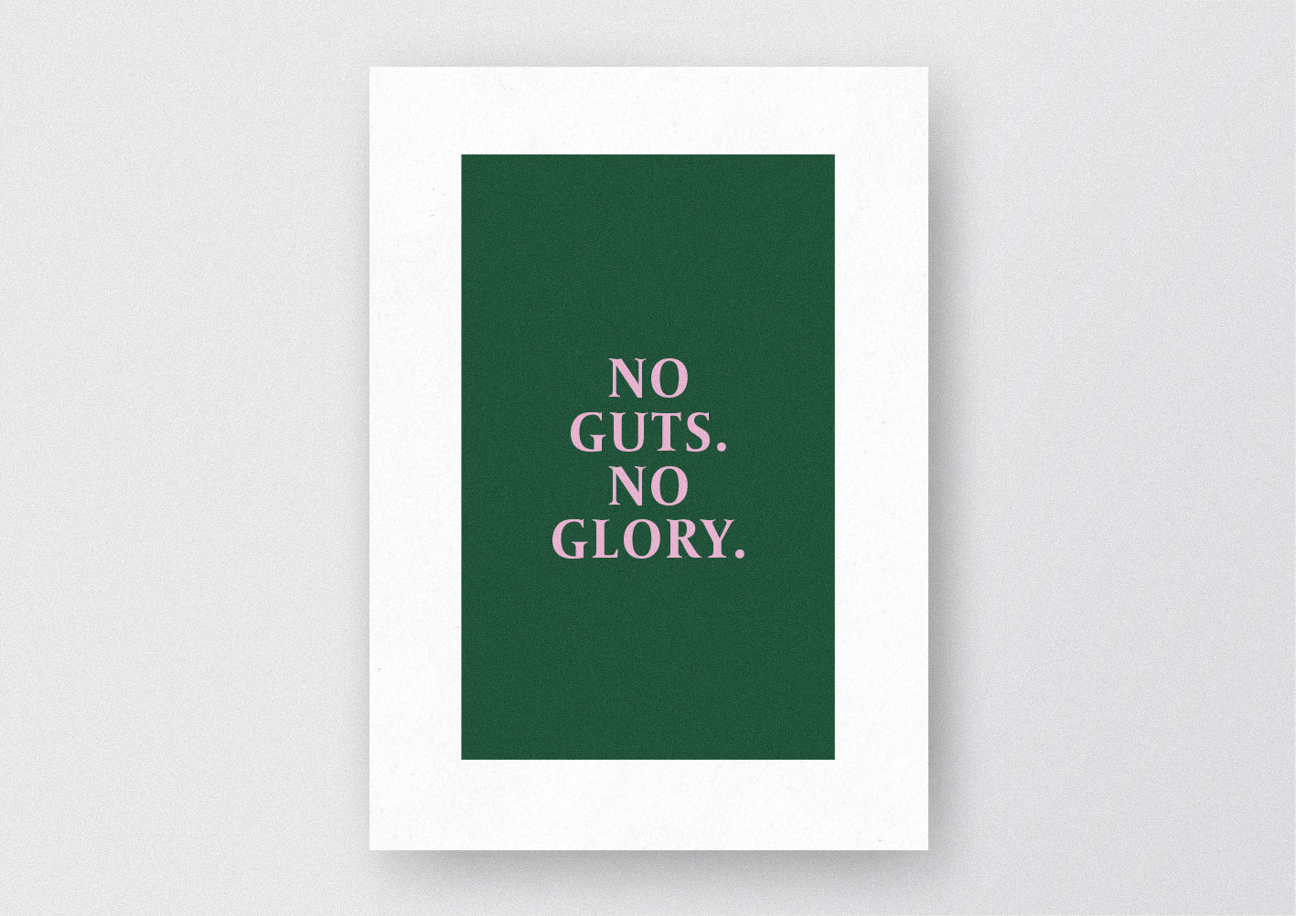 Hochwertiger Kunstdruck von und für Abenteurer mit dem Zitat "No guts. No glory.".