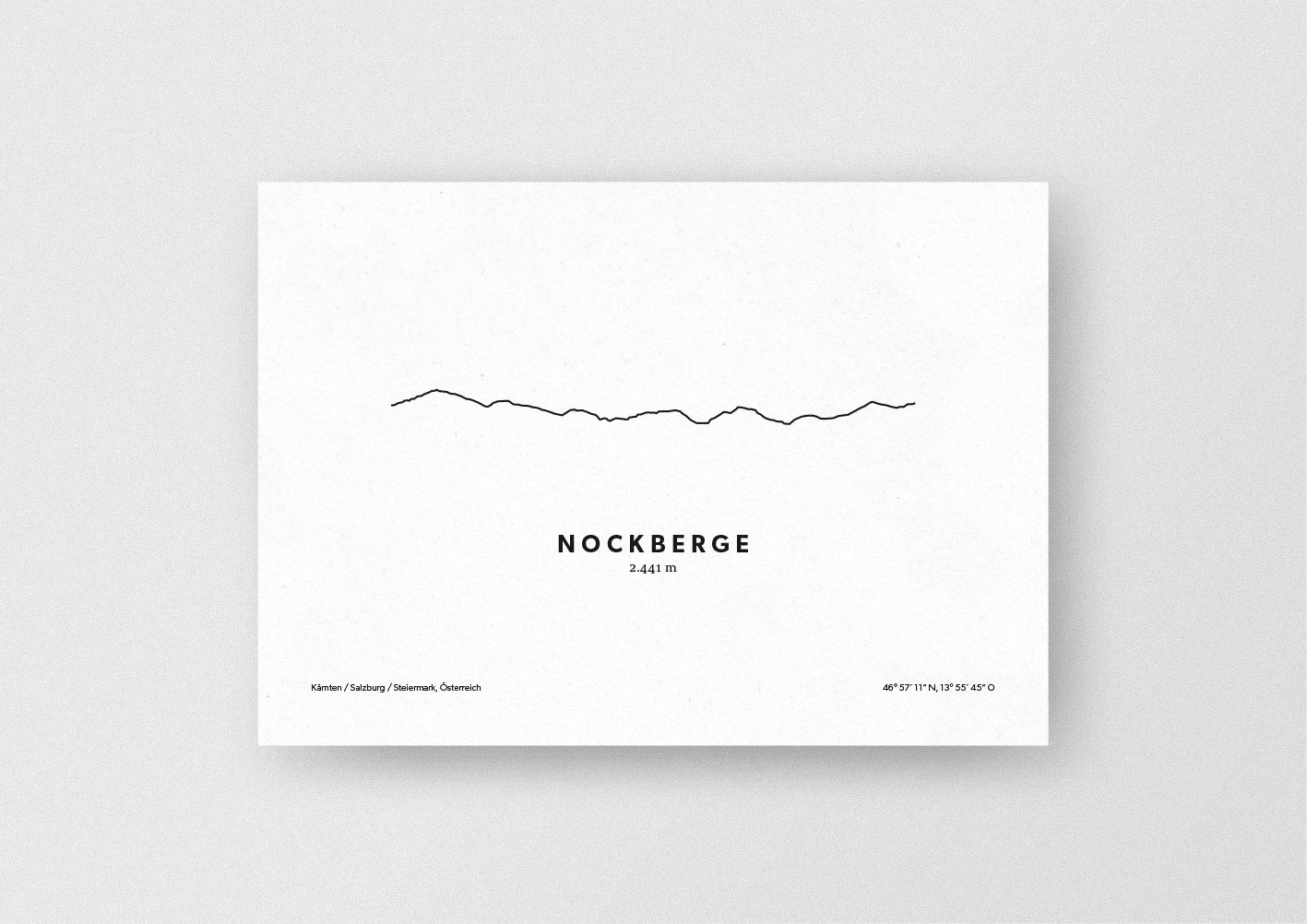 Minimalistische Illustration der Nockberge, als stilvoller Einrichtungsgegenstand für Zuhause.