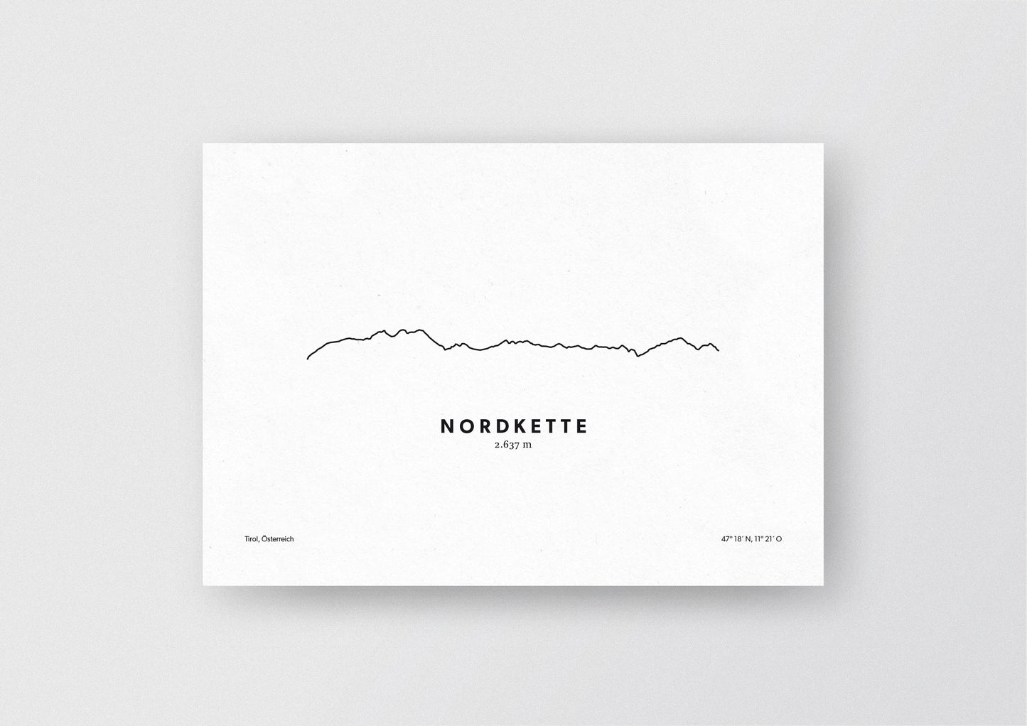 Minimalistische Illustration der Nordkette, als stilvoller Einrichtungsgegenstand für Zuhause.