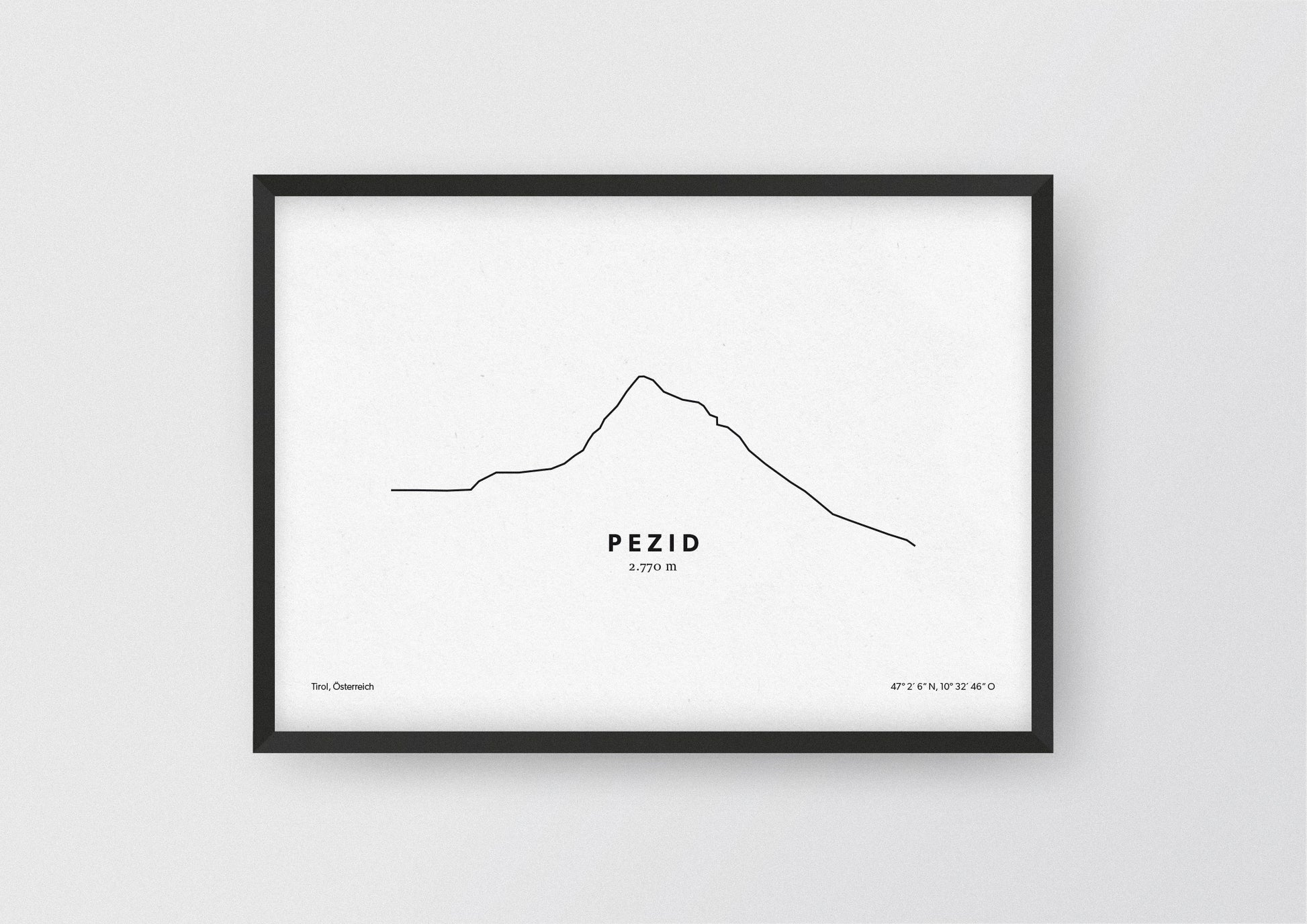 Minimalistische Illustration des Pezid in Tirol, als stilvoller Einrichtungsgegenstand für Zuhause.