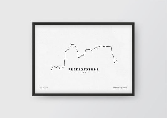 Minimalistische Illustration des Predigtstuhl in Tirol, als stilvoller Einrichtungsgegenstand für Zuhause.
