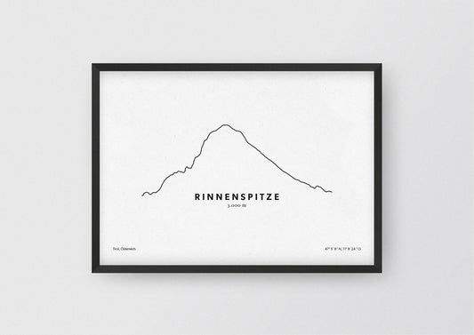 Minimalistische Illustration der Rinnenspitze in den Stubaier Alpen, als stilvoller Einrichtungsgegenstand für Zuhause.