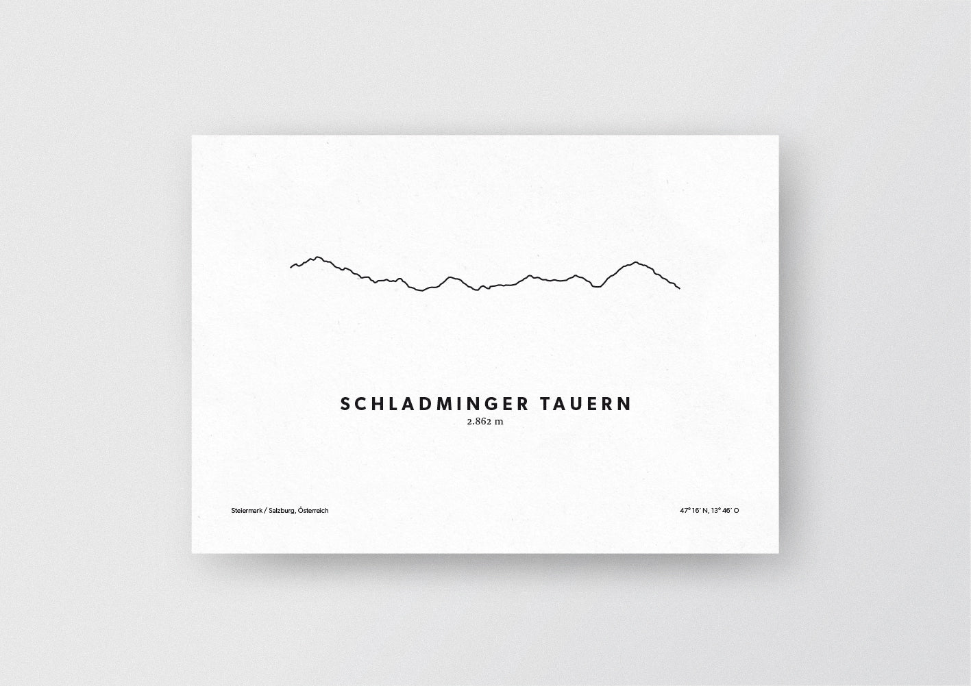 Minimalistische Illustration der Schladminger Tauern, als stilvoller Einrichtungsgegenstand für Zuhause.