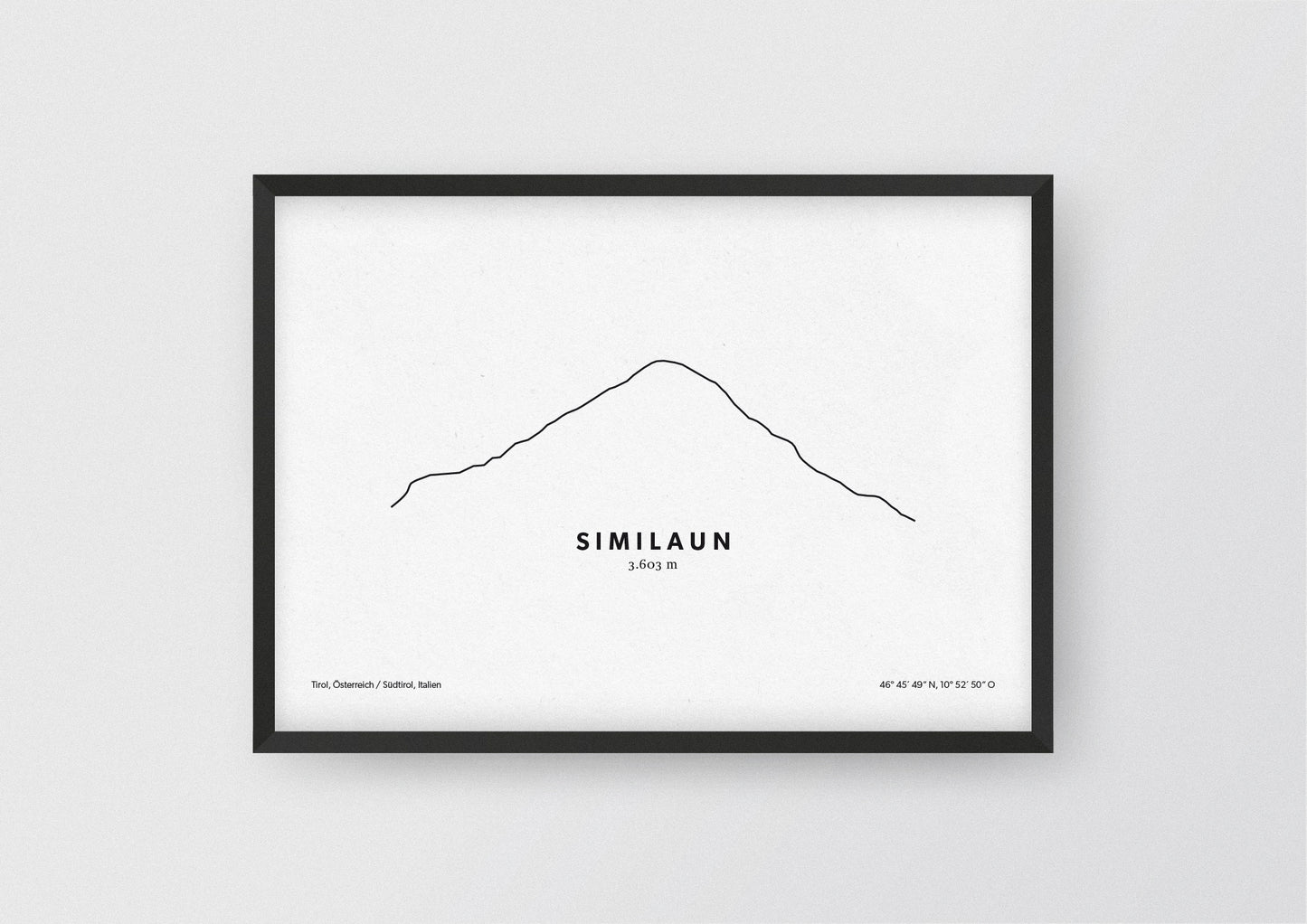 Minimalistische Illustration des Similaun in den Ötztaler Alpen, als stilvoller Einrichtungsgegenstand für Zuhause.