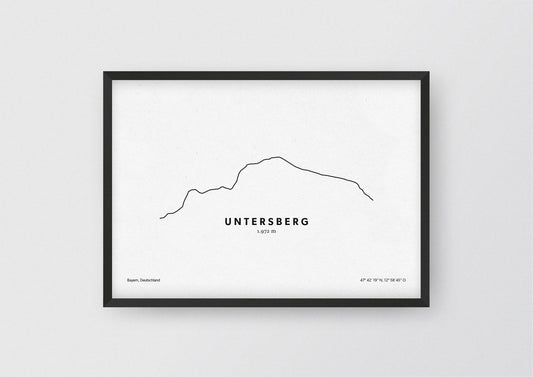 Minimalistische Illustration des Untersberg in den Berchtesgadener Alpen, als stilvoller Einrichtungsgegenstand für Zuhause.
