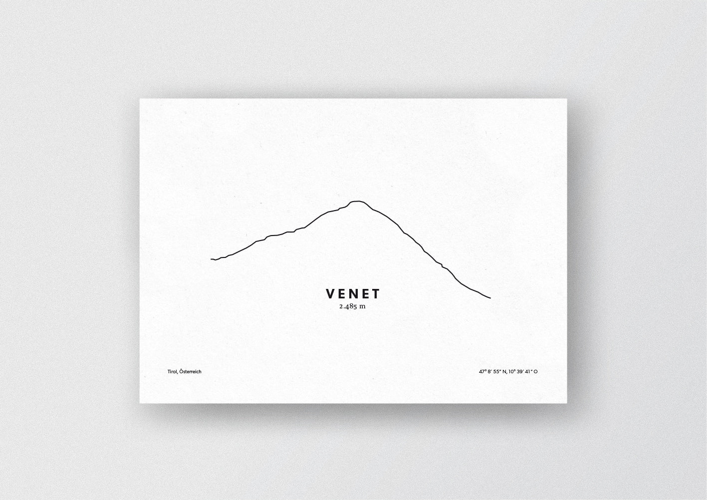 Minimalistische Illustration des Venet in den Ötztaler Alpen bei Landeck, als stilvoller Einrichtungsgegenstand für Zuhause.