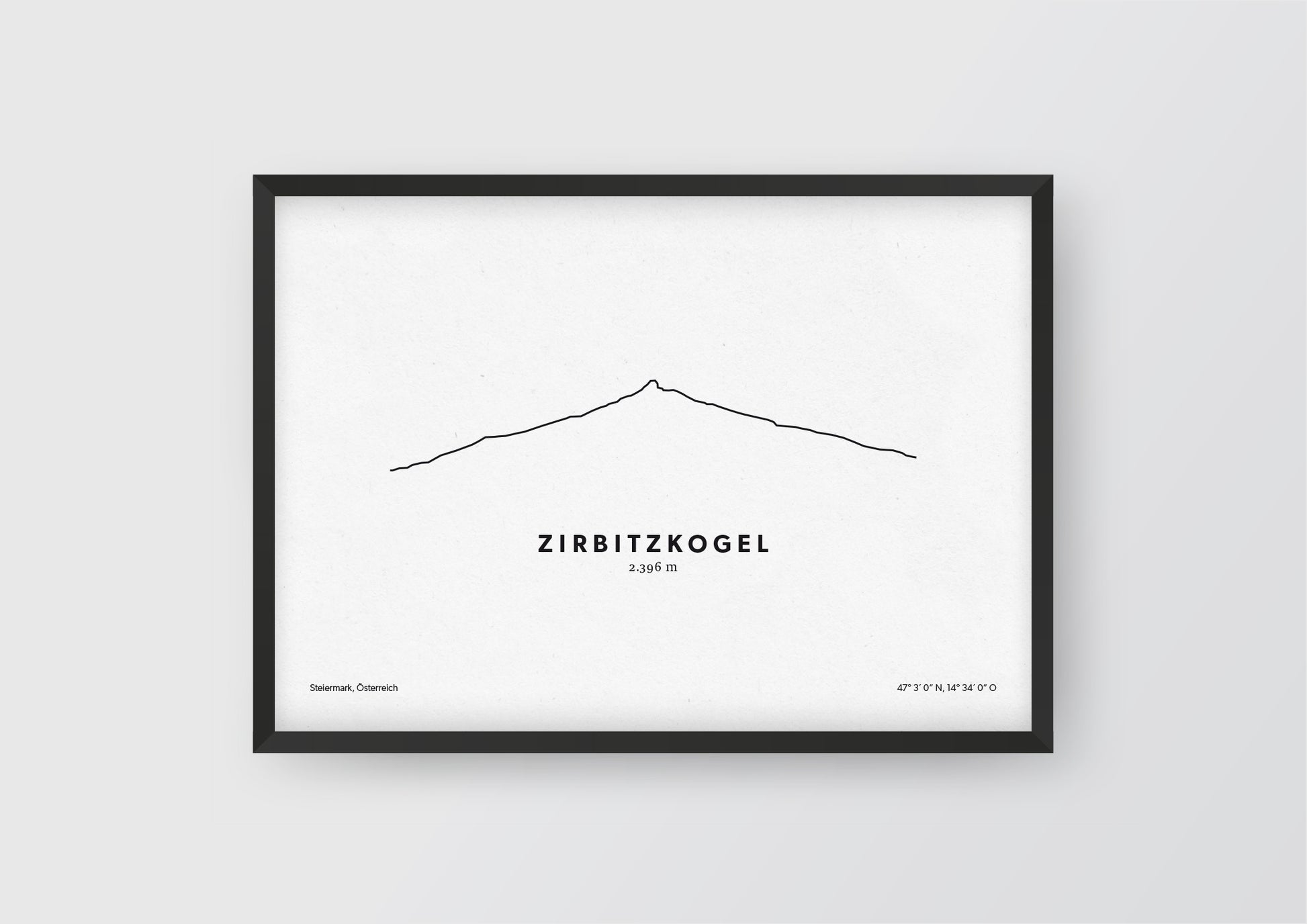 Minimalistische Illustration des Zirbitzkogel in den Seetaler Alpen, als stilvoller Einrichtungsgegenstand für Zuhause.
