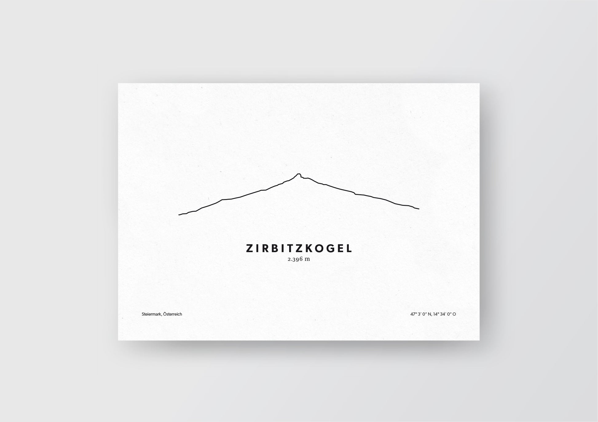 Minimalistische Illustration des Zirbitzkogel in den Seetaler Alpen, als stilvoller Einrichtungsgegenstand für Zuhause.