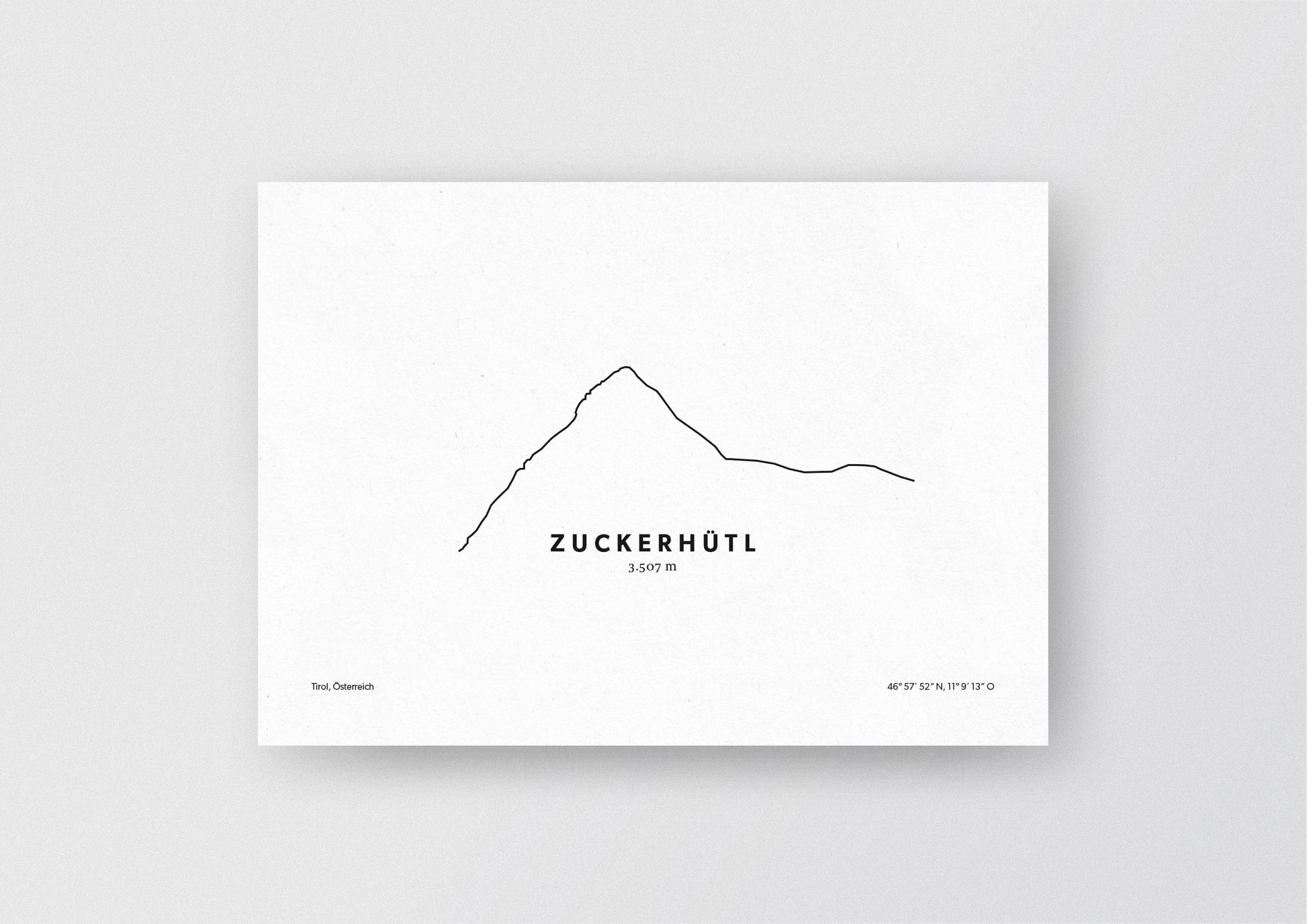 Minimalistische Illustration des Zuckerhütl im Stuabaital, als stilvoller Einrichtungsgegenstand für Zuhause.